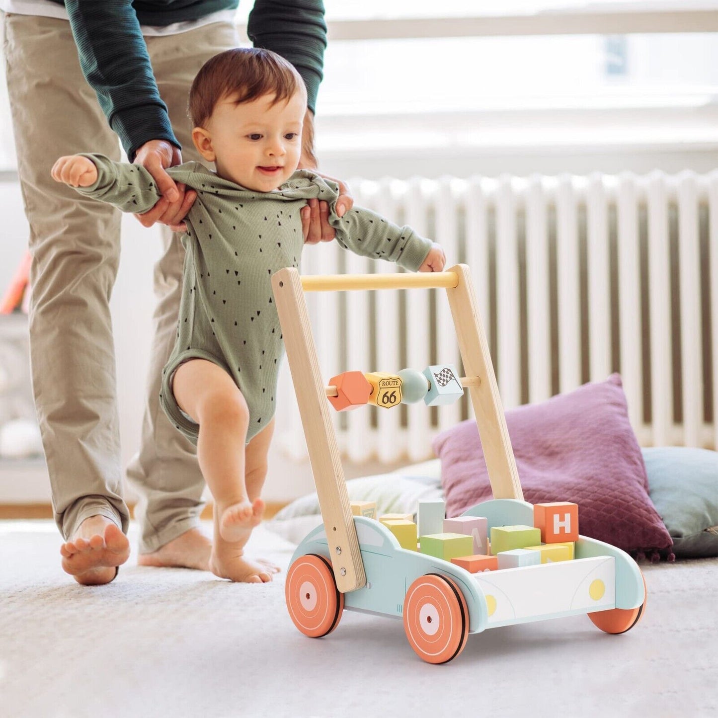Wooden Baby Walker with ABC & Traffic Signs
